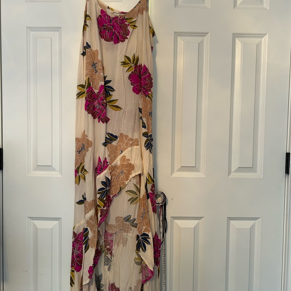 Billabong cream flowers high low maxi dress pink size medium - Picture 5 of 8